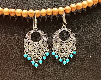 Trendy Oxidised Danglers/Handmade Silver Plated Earrings/Ethnic Indian Oxidised Earrings