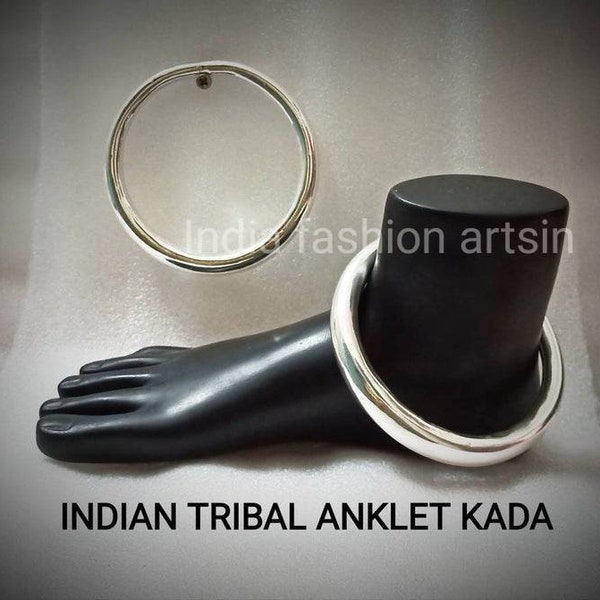 Indian Feet Bracelet Pair,Silver Plated Brass Feet Bracelet,Handmade Traditional Ankle Bracelet,Hansli Rajasthani Anklet Kada