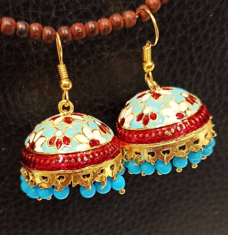 Trendy Enamel Jhumka EarringsTraditional Meenakari Indian jhumkaHandmade Jhumka Earrings.