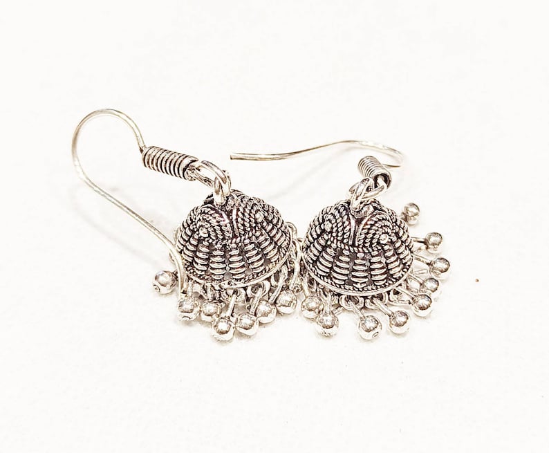 Small Jhumkas Earrings Jaipuri Jhumkas Earrings Oxidized Earrings Trendy Small Indian Handmade Jhumkas Earrings