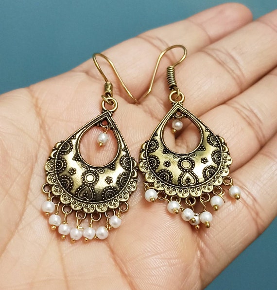 fcity.in - Faabiie Peacock Gold Plated Multi Colour Beads Jhumka Earrings  For