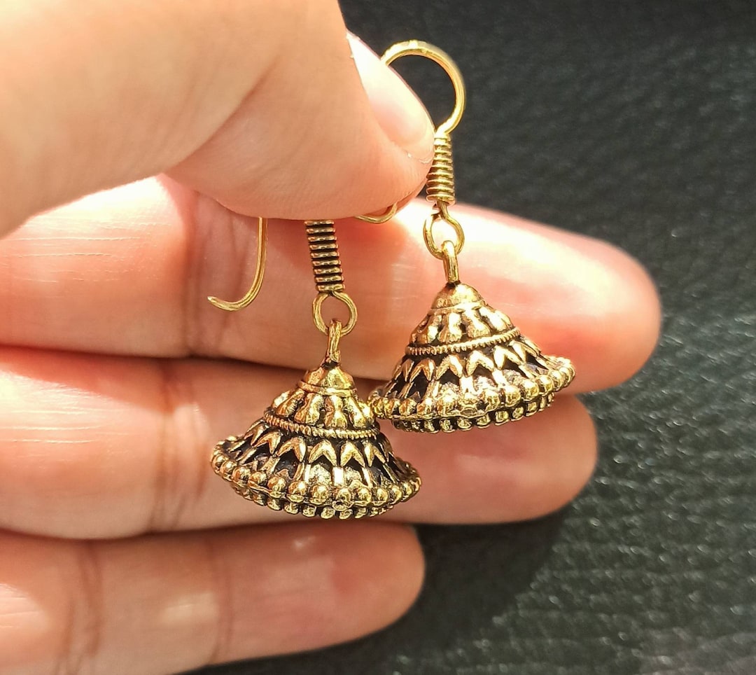 Golden Copper Jhumkas Earrings,oxidized Golden Jhumkas,traditional