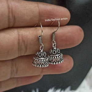 Handmade Oxidized Jhumki Earrings: Ethnic Indian Jewelry