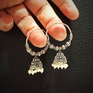 Oxidized Indian Jhumki Earrings/Handmade Jhumka/Penjabi Chandbali Earrings.