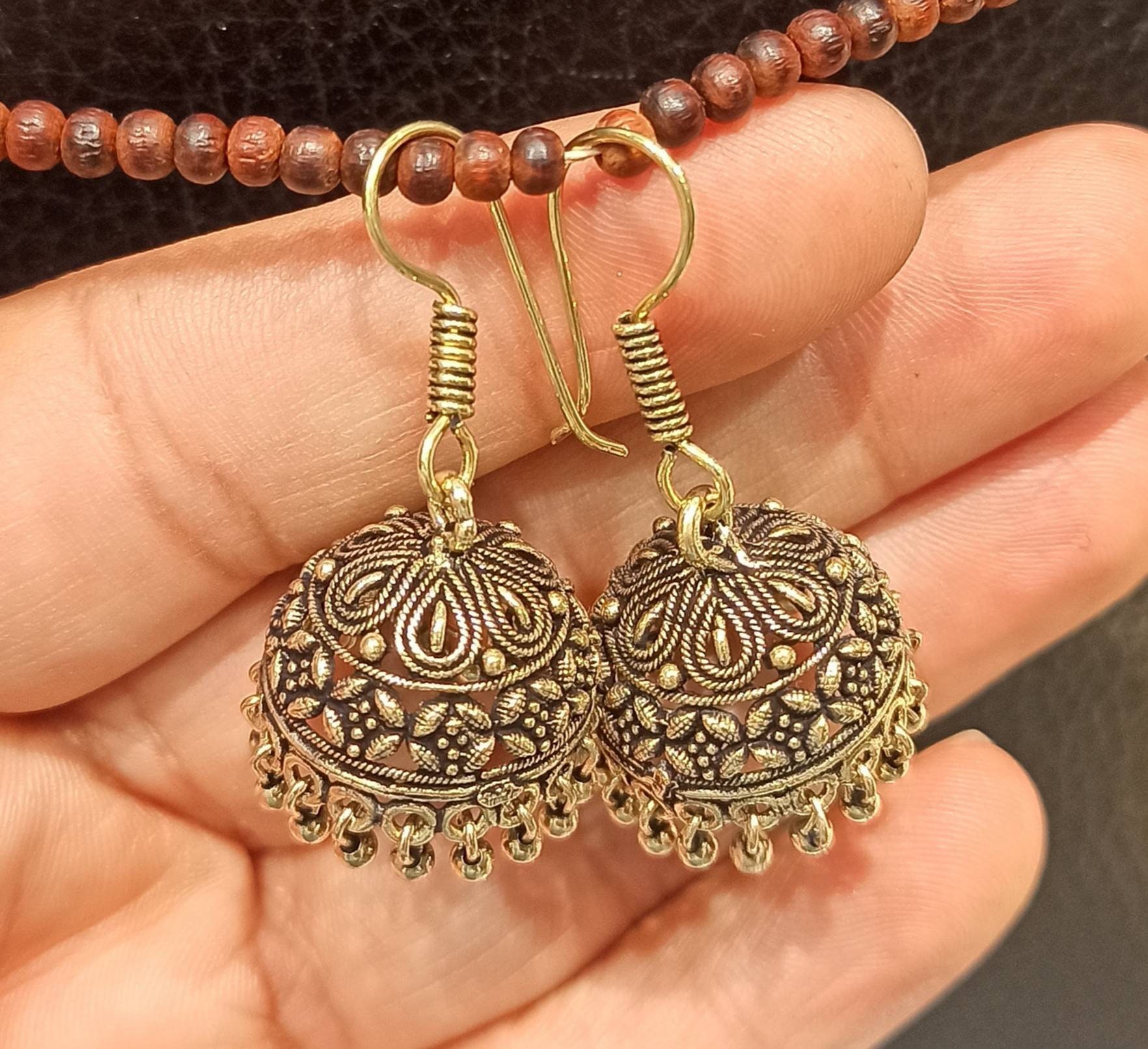 Trendy Indian Copper Golden Small Jhumkas EarringsOxidised Etsy