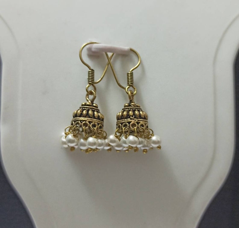 Boho Small Jhumkas Earrings,Oxidized Golden Jhumkas,Traditional Regular wear Earrings