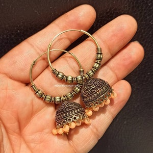Best gift Latest Indian Jhumki Earring Handmade Jhumka Ethnic Earring for women Chandbali Jhumki Earring Gifts for her Tribal Earring hoops