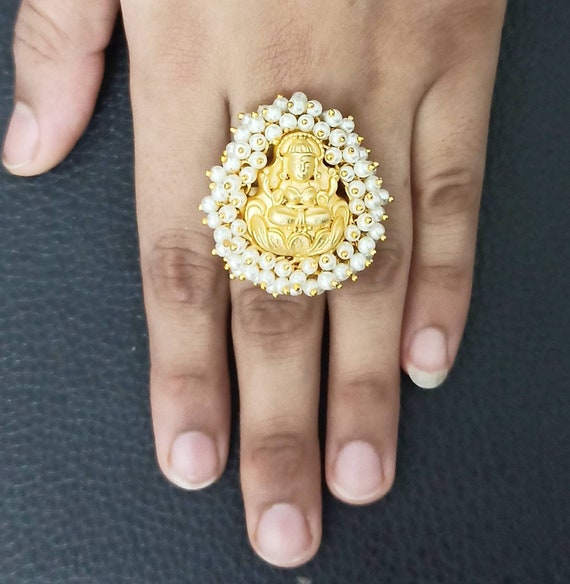 GODDESS LAKSHMI GOLD RING - Navrathan