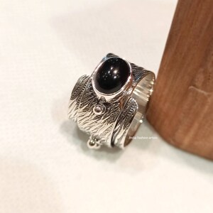Adjustable Black Onyx Silver Ring/Handmade Silver 925 Ring/Women Gifts Ring/Silver Ring/Statement Silver Ring.
