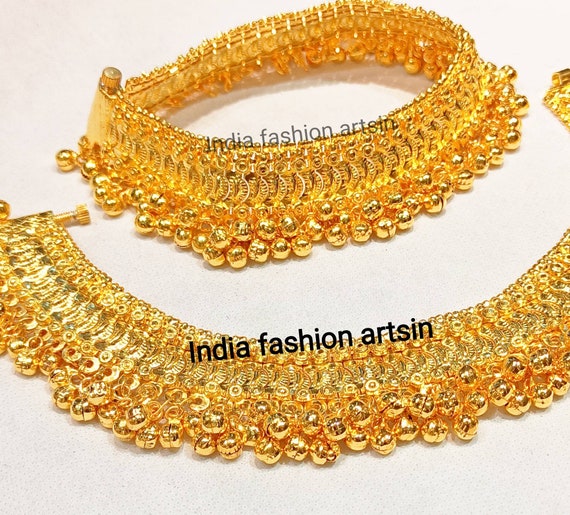 Bollywood Ghungharu bells Anklets Pairs traditional Payal Golden