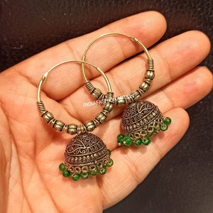 Best gift Latest Indian Jhumki Earring Handmade Jhumka Ethnic Earring for women Chandbali Jhumki Earring Gifts for her Tribal Earring hoops