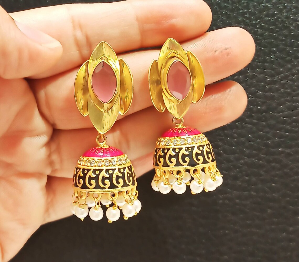 RAINA Jhumkas with Sahara (Lilac)