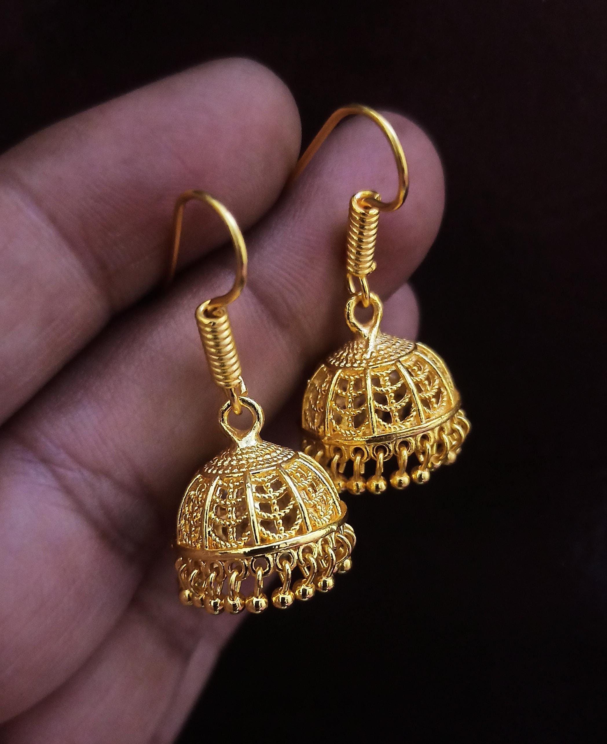18k Gold Plated Jhumka Earrings: Traditional Indian Jewelry
