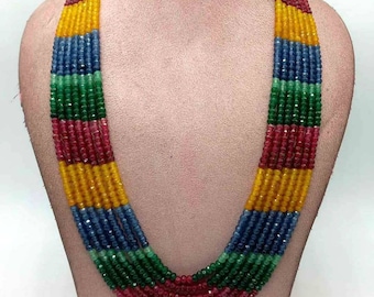 Collar multicolor de 7 capas hecho a mano/joyería de cuentas/collares de cuentas/collar de moda/collares para mujer/regalo para ella