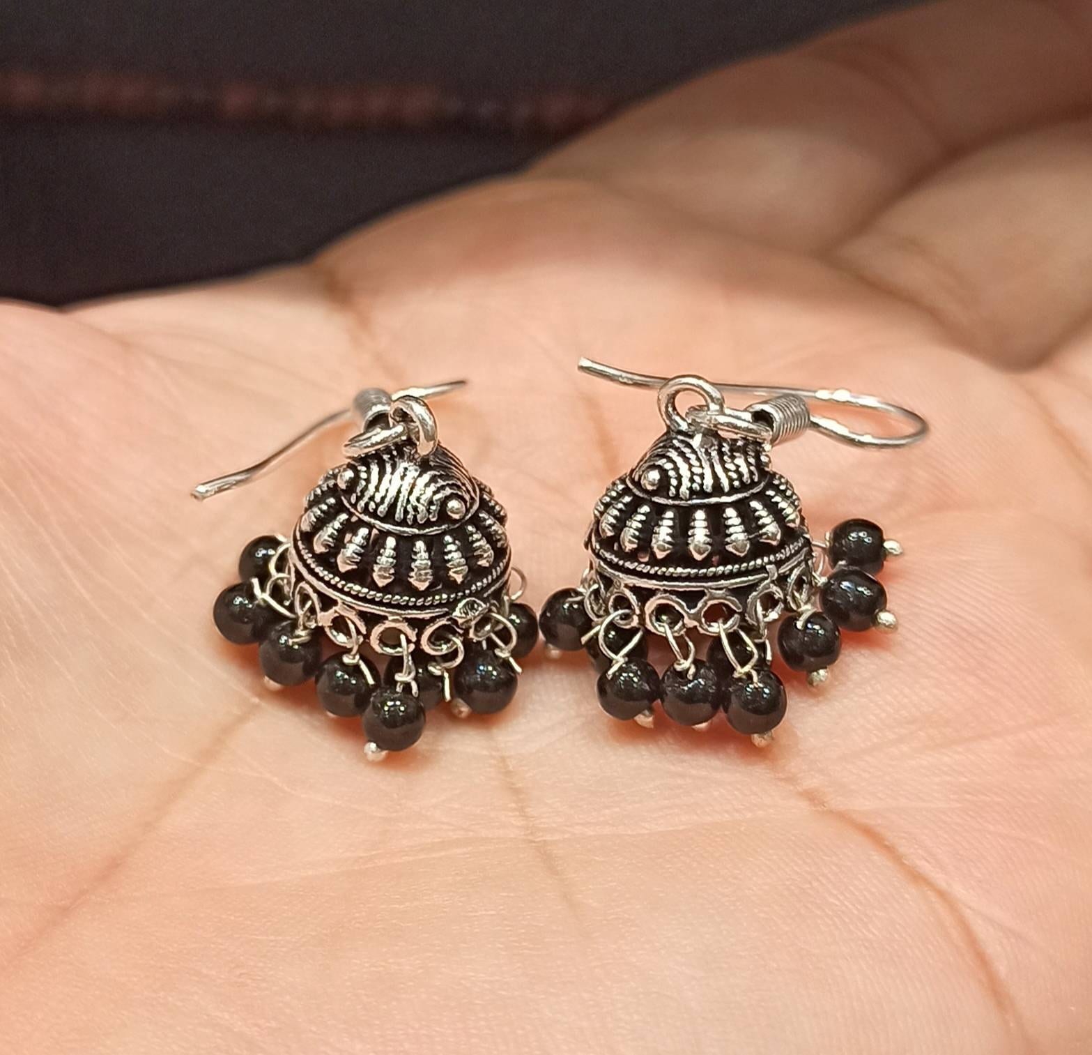Black metal outlet small jhumkas