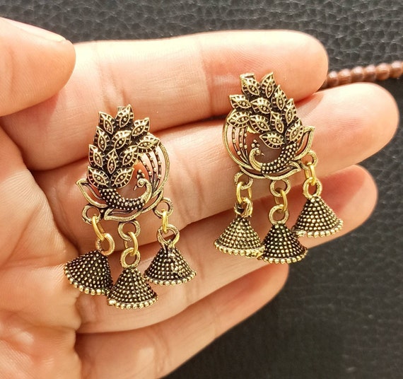Silver Beautiful Oxidized Earrings Bollywood Jewelry Indian Earrings Temple  Style Earrings Afghani Earings Punjabi Earrings Free Shipping - Etsy