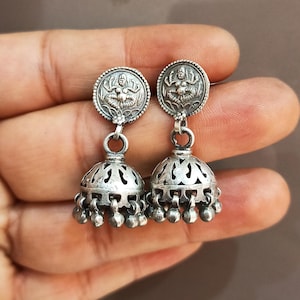 Sterling Silver Jhumka Earrings: Traditional Indian 925 Silver Jhumki