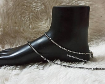 Oxidized Silver Plated Anklets: Boho Indian Style