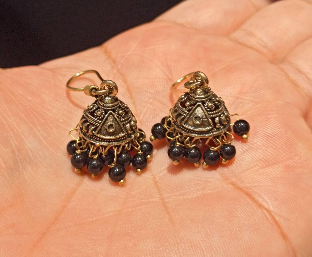 Copper Golden Small Jhumkas Earrings,oxidized Jhumkas,traditional