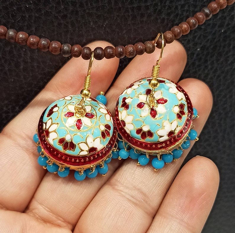 Trendy Enamel Jhumka EarringsTraditional Meenakari Indian jhumkaHandmade Jhumka Earrings.