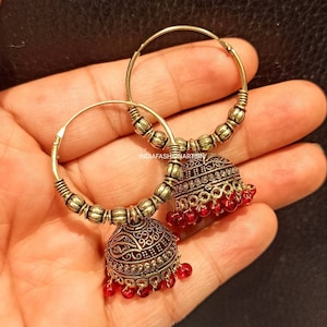 Best gift Latest Indian Jhumki Earring Handmade Jhumka Ethnic Earring for women Chandbali Jhumki Earring Gifts for her Tribal Earring hoops