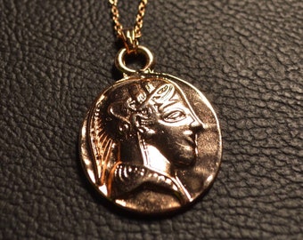 Athena Coin Necklace Aries Mythology Gold Attica Tetradrahmi Pegasus Vintage Ancient Greek Ares Medallion God of War