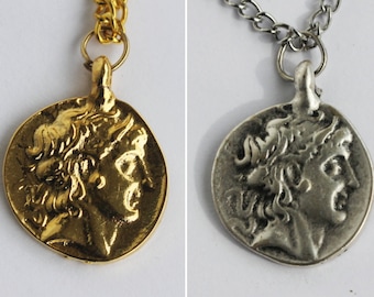 Mithradates VI Eupator Medallion / King of Pontus Necklace / Gold and Silver Medallion / Coin Charms / Vintage Medallion / Vintage Necklace