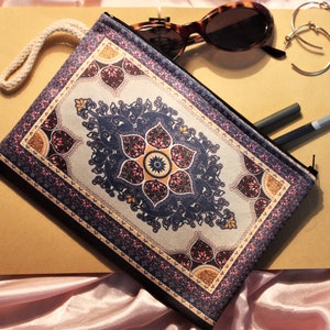 Diseño étnico Cartera Moneda Bolsa Bolsa de regalo Embalaje Bolsa cosmética Llavero Cremallera Clutch hecho a mano Alfombra Boho Tribal Hippie Unisex