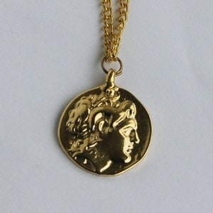 King Lysimachos Tetradrachm Medallion / Ancient Greek Coin Medallion / Coin Charms / Vintage Necklace