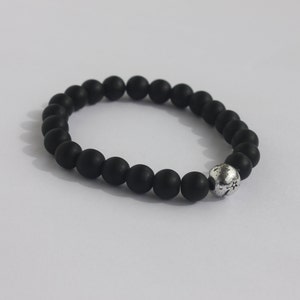 Black Obsidian Beaded Unisex Bracelet / Black Bead Bracelet / Elegant Bracelet / Boho Style / Handmade Jewelry / Father Mother Gift