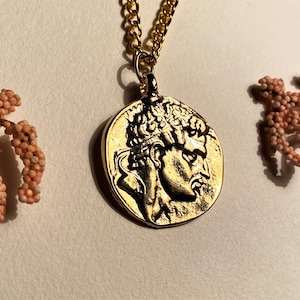Ancient King of Egypt Necklace / Ptolemy VI Philometor Son of Cleopatra / Vintage Unisex Medallion Greek Coin