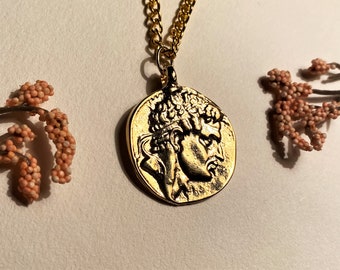 Ancient King of Egypt Necklace / Ptolemy VI Philometor Son of Cleopatra / Vintage Unisex Medallion Greek Coin
