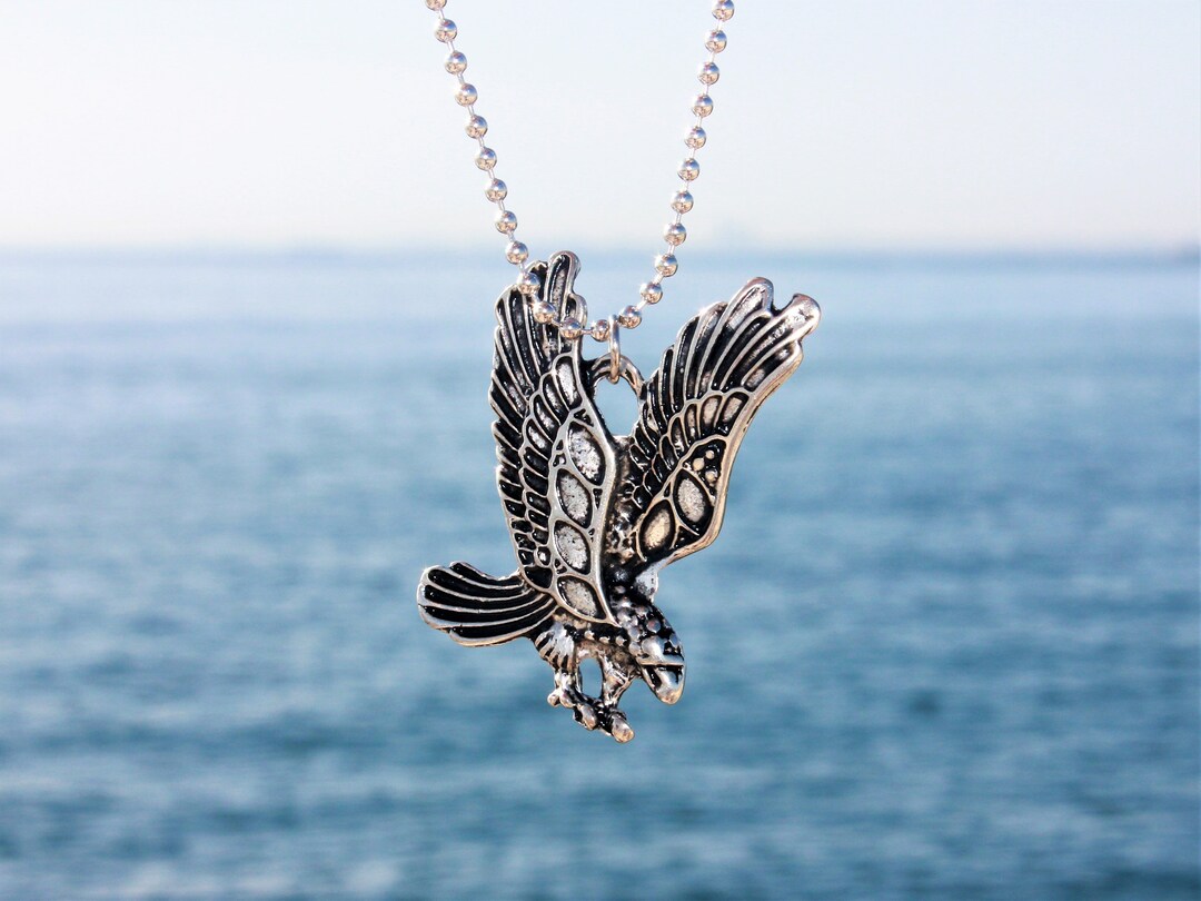 Flying Eagle Necklace / Silver Unisex Jewelry / Thunderbird Etsy