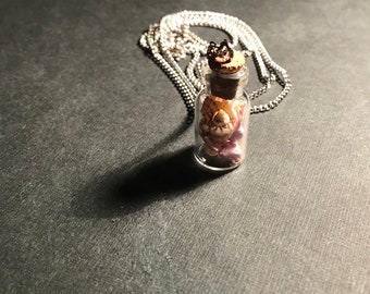 Miniature Bottle Necklace / Tiny Bottle Necklace / Jar Necklace / Filled with Sea Shells