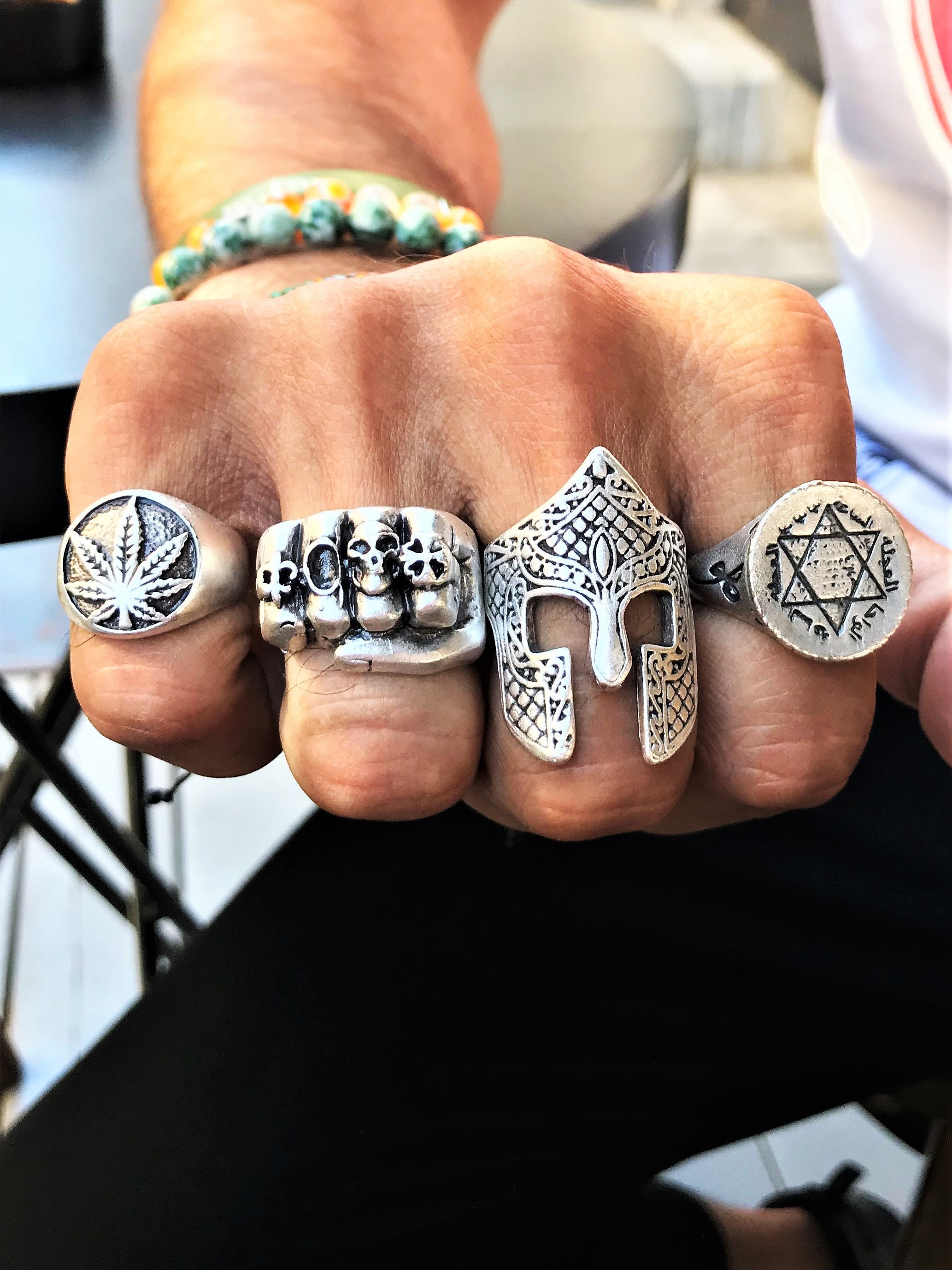 ハンドメイド925シルバー スカル回転リング メンズヴィンテージ風 ハンドメイド925シルバー スカル回転リング メンズヴィンテージ風