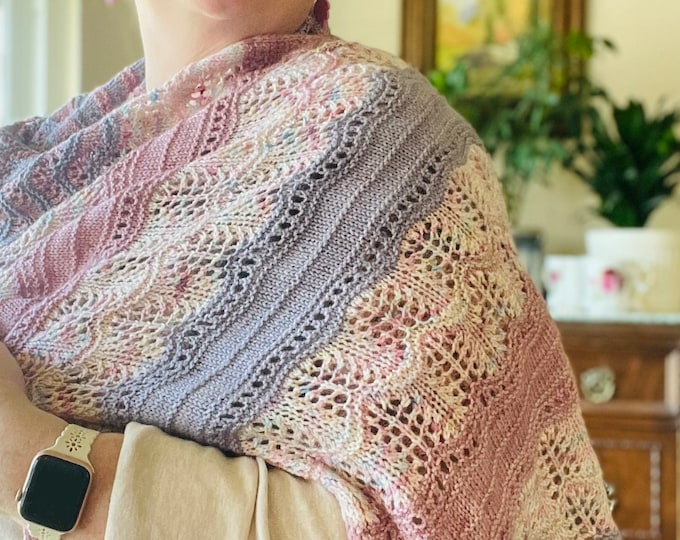 Qquirrh Sunset Wrap Shawl knitting digital pattern