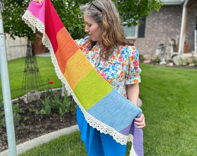Rainbow Bridge Shawl knitting digital pattern