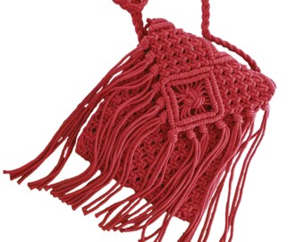 Cotton Macrame Crochet Fringe Crossbody Bag Purse Hippie Boho