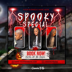 HALLOWEEN FLYER, October Booking Flyer, Halloween Booking Flyer, Halloween Sale, October Booking, Appointment Flyer, Spooky Flyer, Hair,