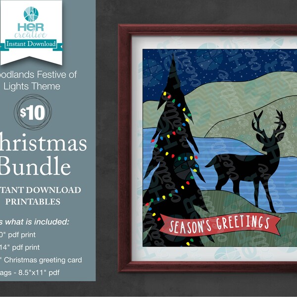 Deer Christmas Card - Etsy