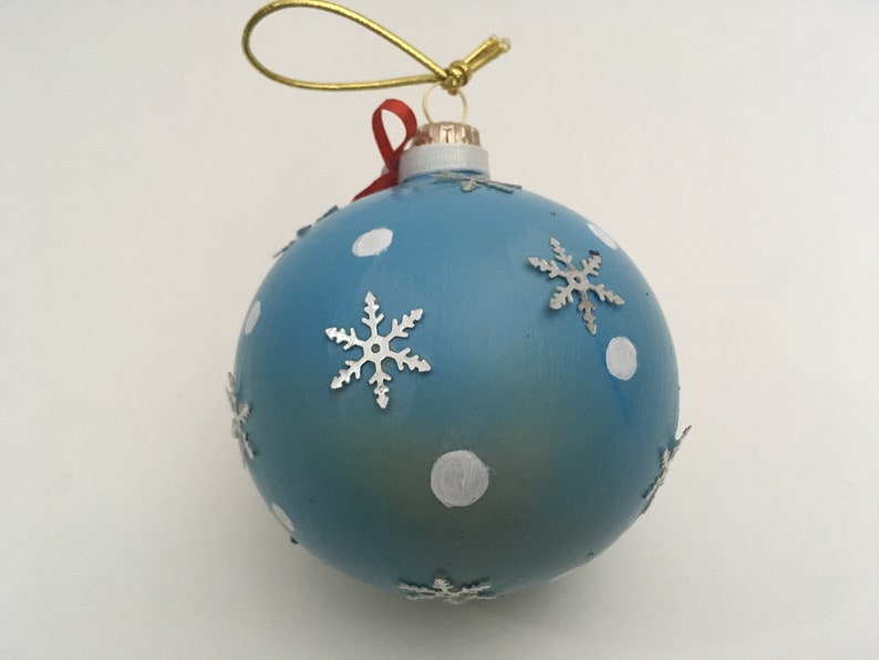 Santa penguin Christmas penguin Christmas present Penguin ornament penguin keepsake winter decor hand painted glass Christmas ornament