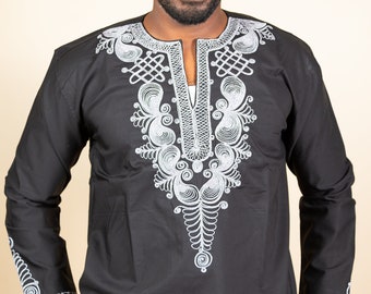 African Clothing Black and Grey Men's Wear Embroidery - Etsy