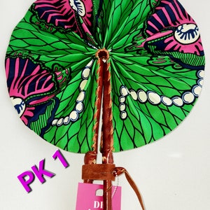 Rosa & grüner Ankara-Stoff-Fan / afrikanischer Stoff-Fan / Stoff-Fan / Roter Fan / Stoff-Leder-Fan / Ankara-Fan / afrikanischer Stoff-Fan, Hochzeit Gefälligkeiten