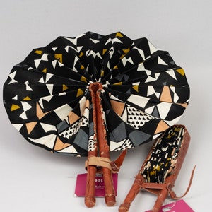Ankara fabric fans/ African fabric fan/ Fabric fan/ Made in Africa/ Fabric leather fan/ Ankara fan/ African Fabric fan