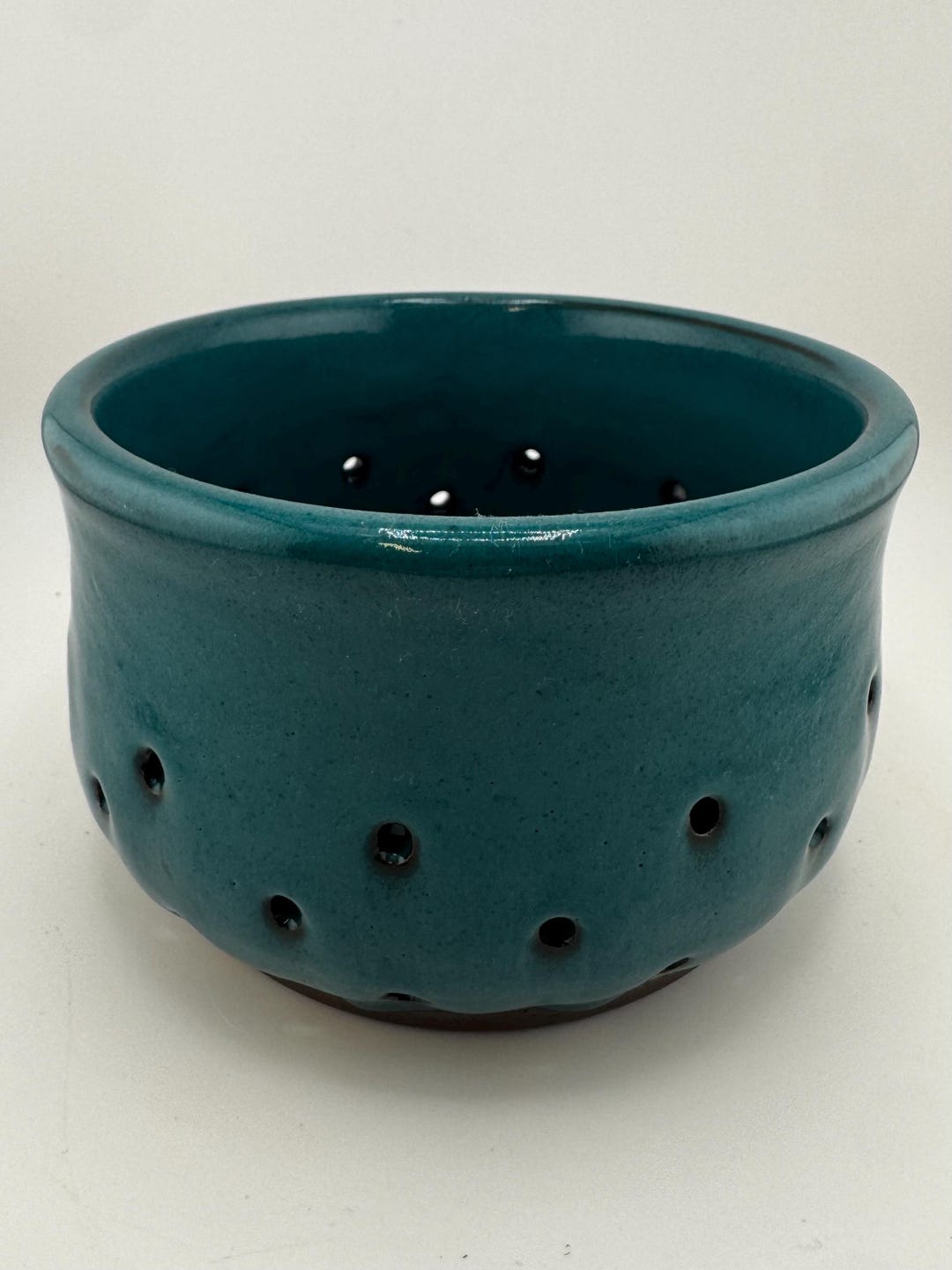 Handmade Berry Bowl - Colander - Wheel Thrown Turquoise Blue Ceramic ...