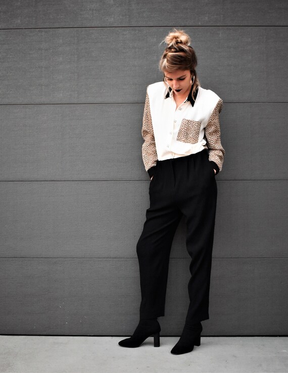 Vtg 80's Jumpsuit \ Leopard Print Vintage Jumpsuit \ Black White And Leopard Overall suit \ Leopard Romper \ 40% OFF \ SALE 6 Outfits with Leopard Print Heels | Fashion Over 40
