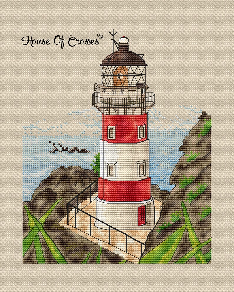 Cross Stitch Pattern lighthouse in the Mountains Etsy