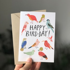 3 Pack Birthday card Bird pun Bird Lovers Happy Birthday Illustration Cats Birthday Cards Greeting Cards Pack of 3 image 2