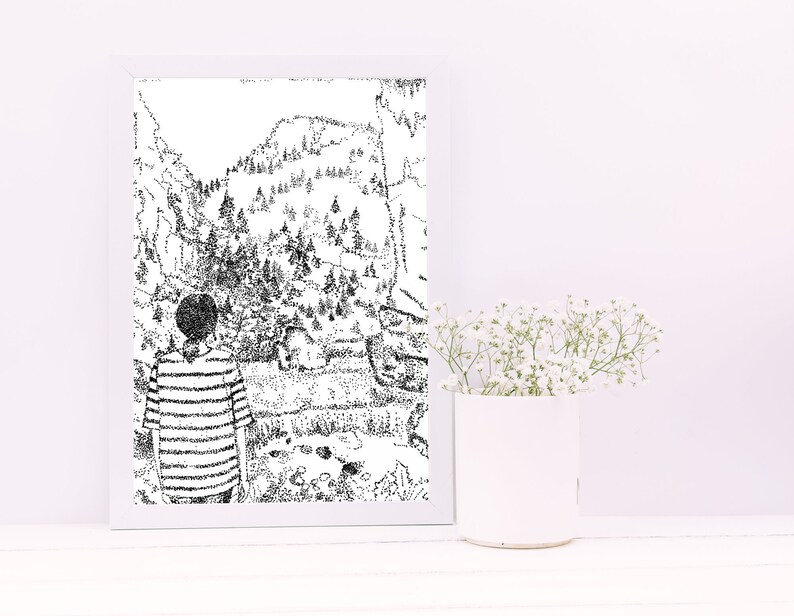 A Million Dots Pointillism Landscape Graphic Art Illustration Pen Art Abstract Art Wall Art Pdf Print Printable Poster