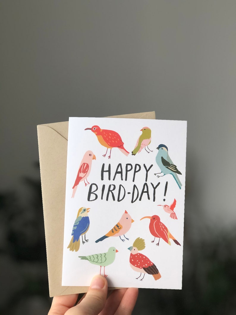 3 Pack Birthday card Bird pun Bird Lovers Happy Birthday Illustration Cats Birthday Cards Greeting Cards Pack of 3 image 2